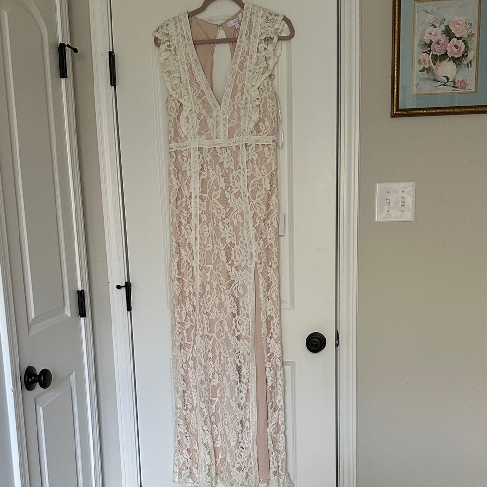 Lulu's Cream Lace Overlay Dress